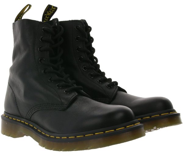 Dr. Martens 1460 real leather boots, comfortable lace-up shoes with yellow stitching 13512006 black